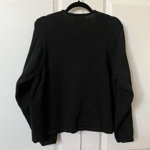 Vintage Rainbow Bridge Cardigan Womens XL Black Beaded Leaf Fall Autumn Granny - Picture 4 of 6